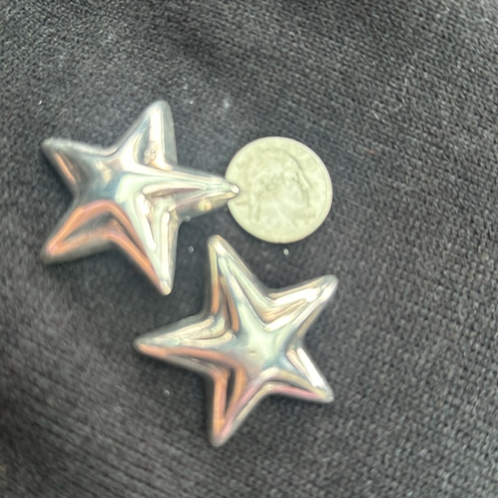 Sterling silver star earrings clip ons - Picture 6 of 6